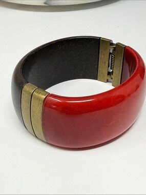 Premier Designs Wooden & Acrylic Clamp Bracelet